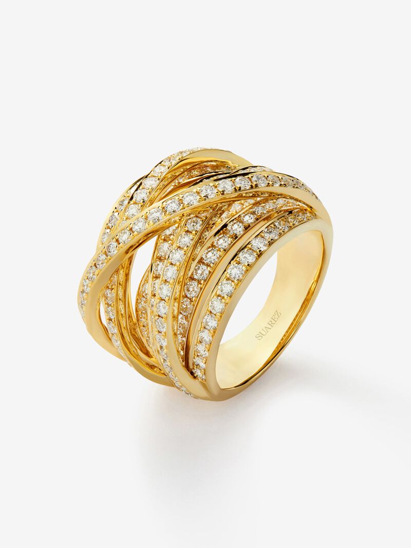18K yellow gold multi-arm ring with 185 brilliant-cut diamonds with a total of 2.62 cts image number 0