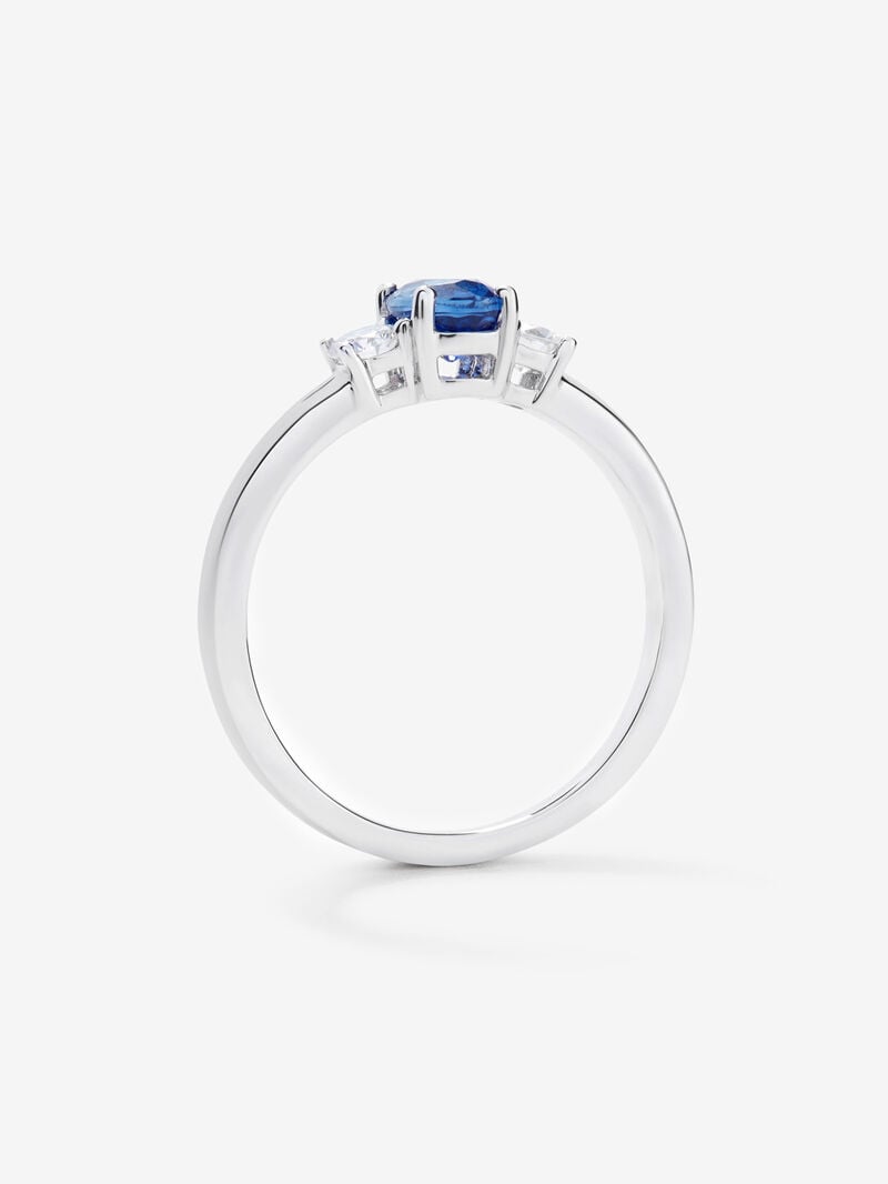 18K White Golden Tieillo Ring with Sapphire and Diamond image number 4