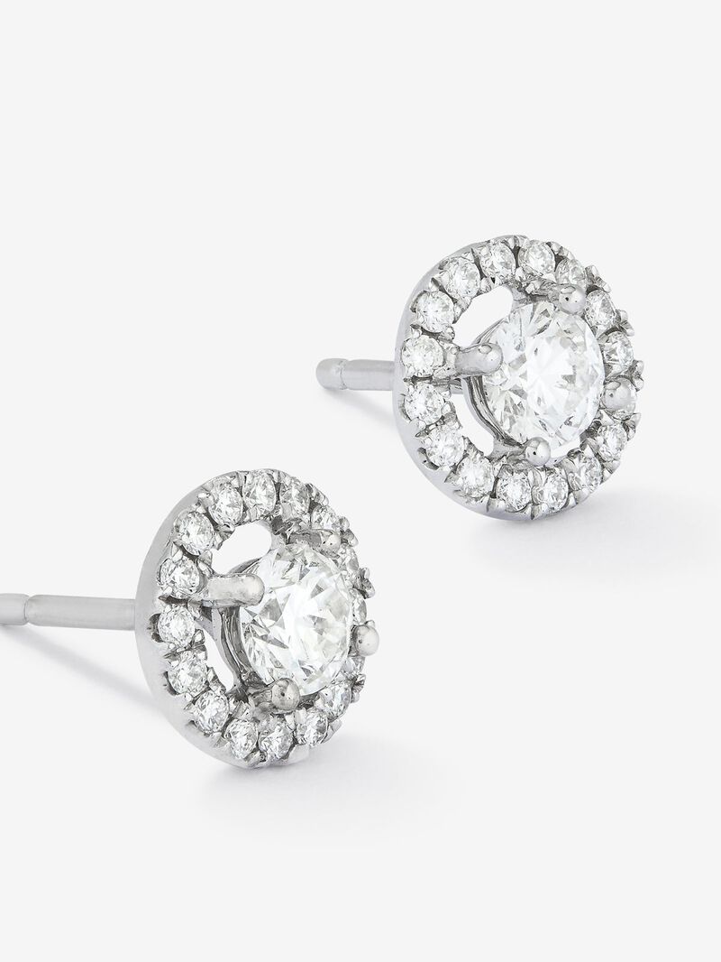 18K White Gold Earrings with solitary diamond and diamond urla image number 2