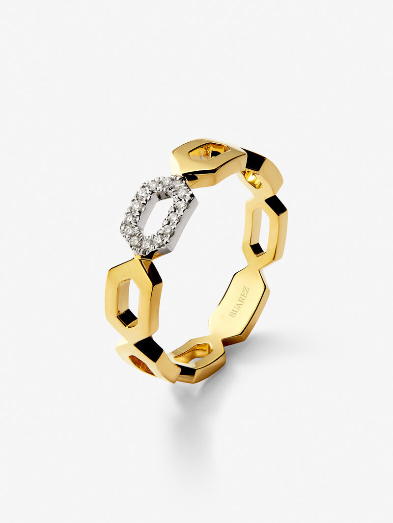 Anillo de oro amarillo de 18K con 14 diamantes en talla brillante con un total de 0,06 cts image number 0