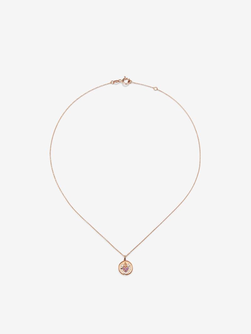 18K white and rose gold pendant with 3 brilliant-cut pink sapphires with a total of 0.15 cts image number 0