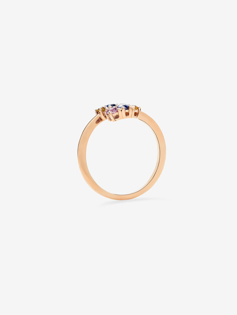 18K Rose Gold Open Ring with Multicolored Sapphire image number 4