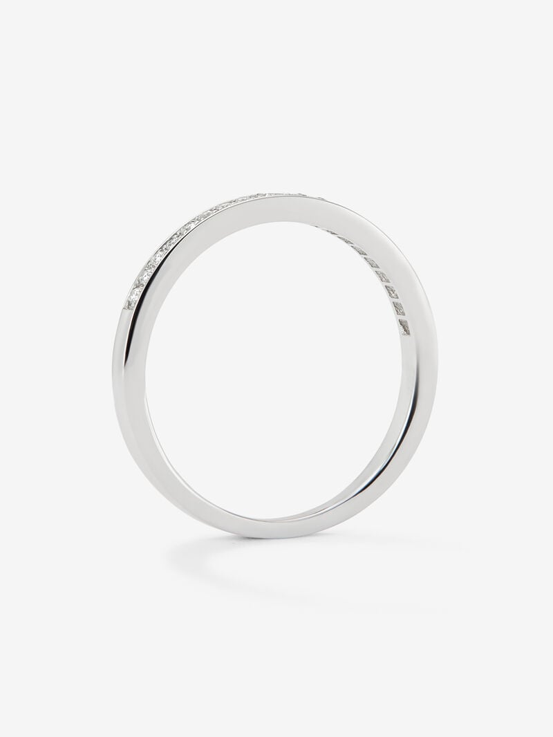 Half wedding band in 18K white gold with brilliant-cut pavé diamonds with a total of 0.08 cts image number 2