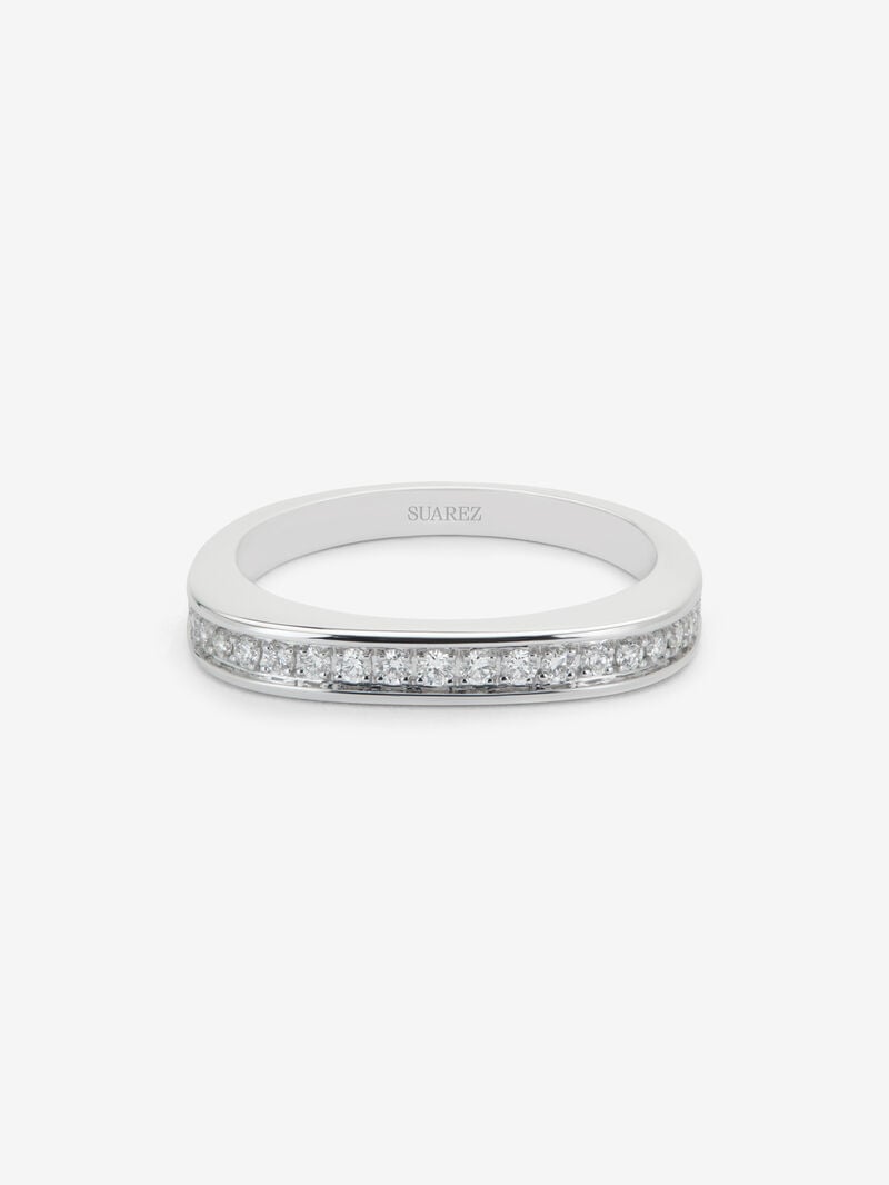 18K white gold alliance ring with 23 brilliant-cut diamonds with a total of 0.18 cts image number 2