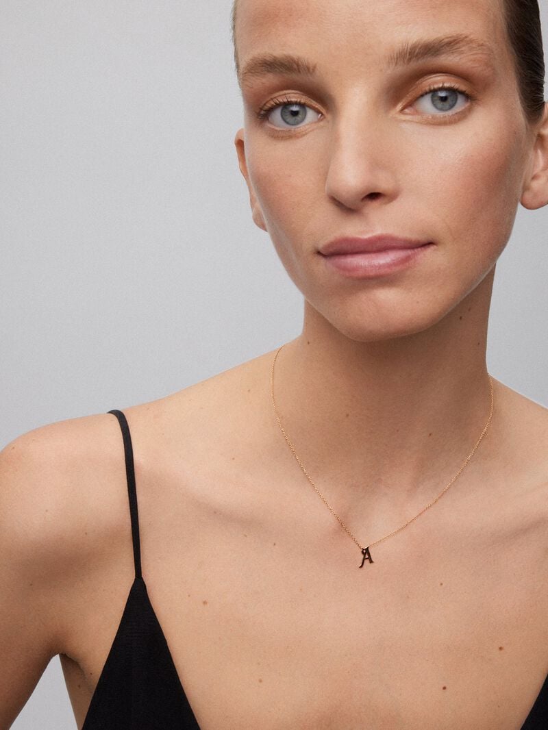 Pendant chain with initial A in 18K rose gold. image number 0