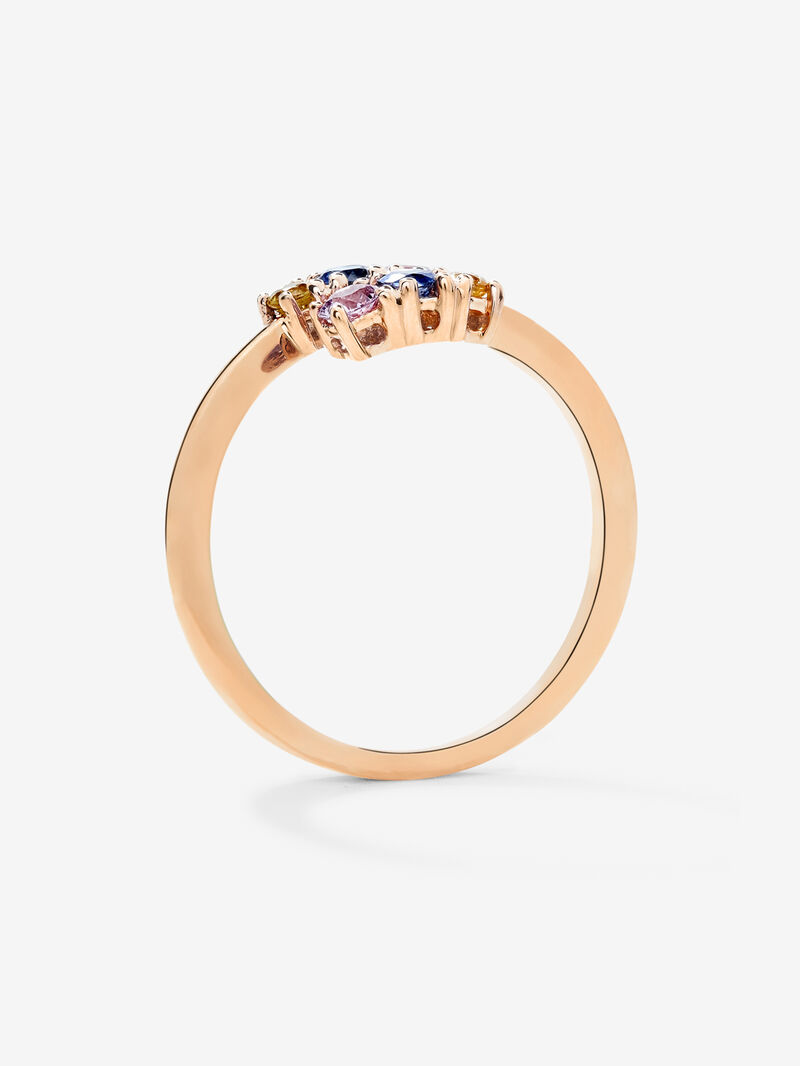 You and me ring in 18K rose gold with 6 multicolored sapphires with a total of 0.49 cts image number 4