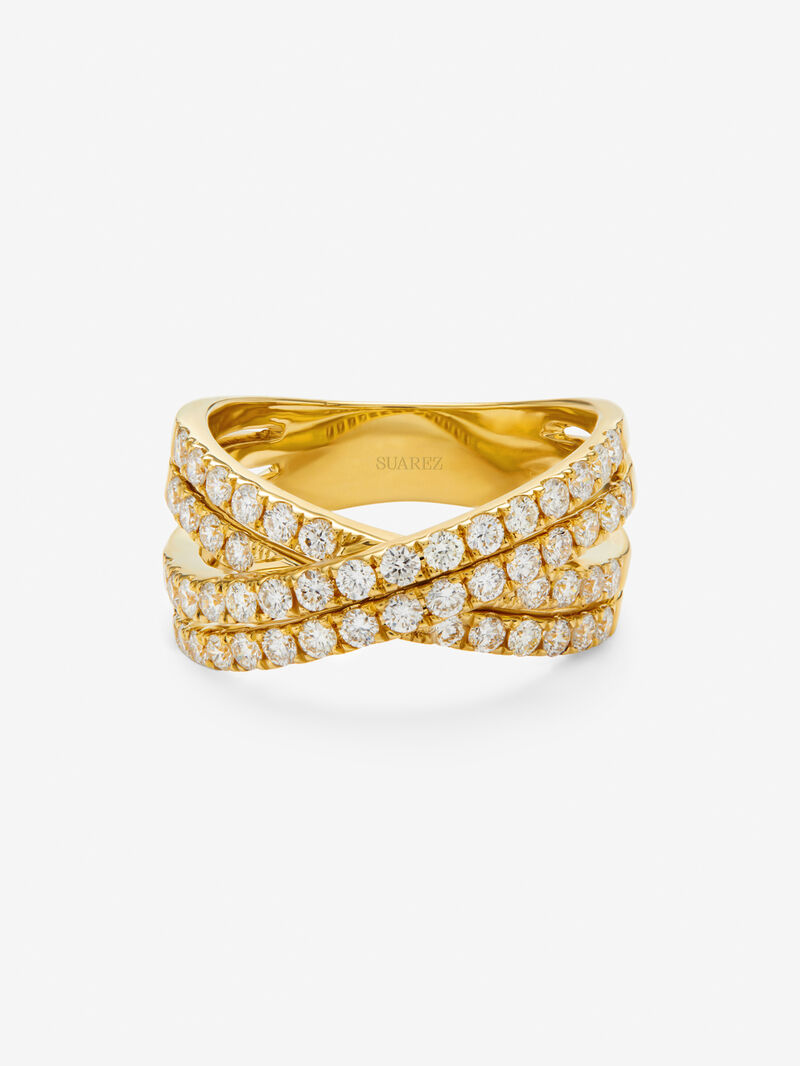 18K yellow gold cross ring with white diamonds of 1.13 cts image number 2