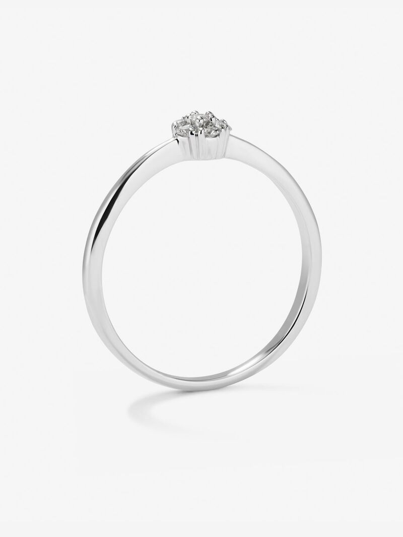 18K white gold ring with rosette of 15 brilliant-cut diamonds with a total of 0.09 cts image number 4