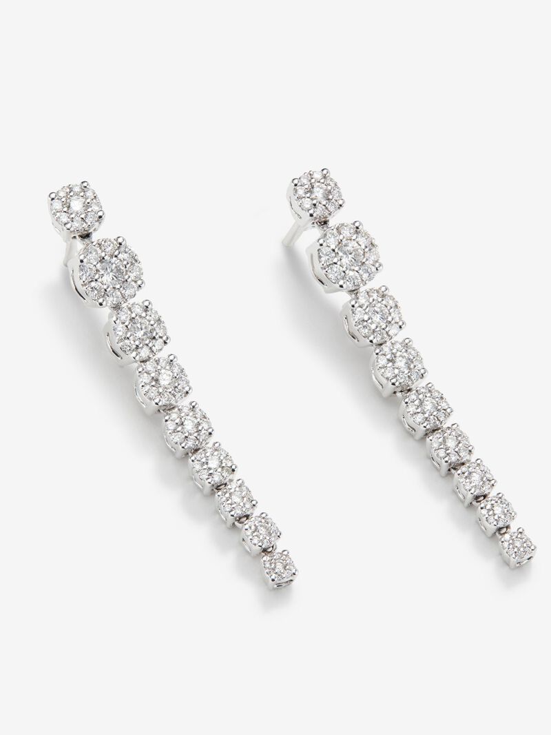 18K white gold earrings with white diamonds of 1.28 cts image number 3