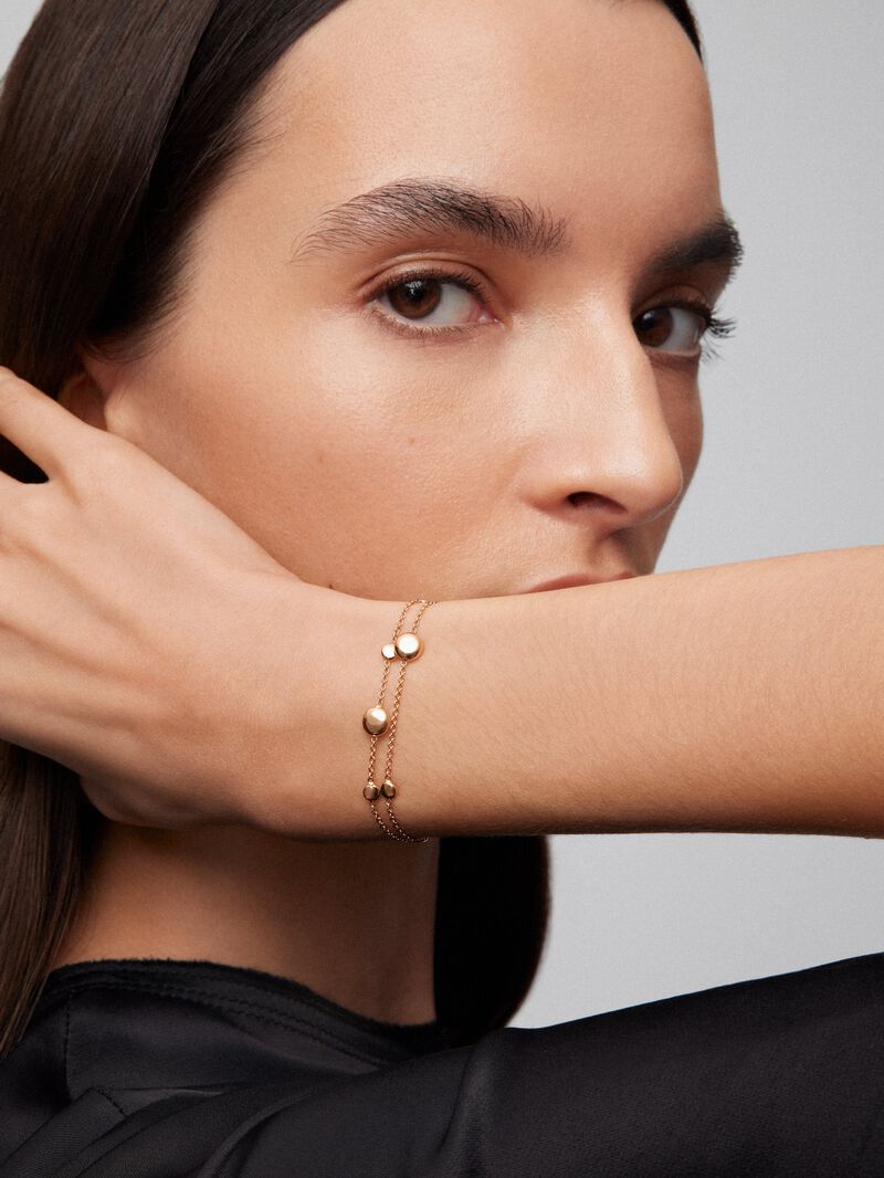 18K rose gold double bracelet image number 1
