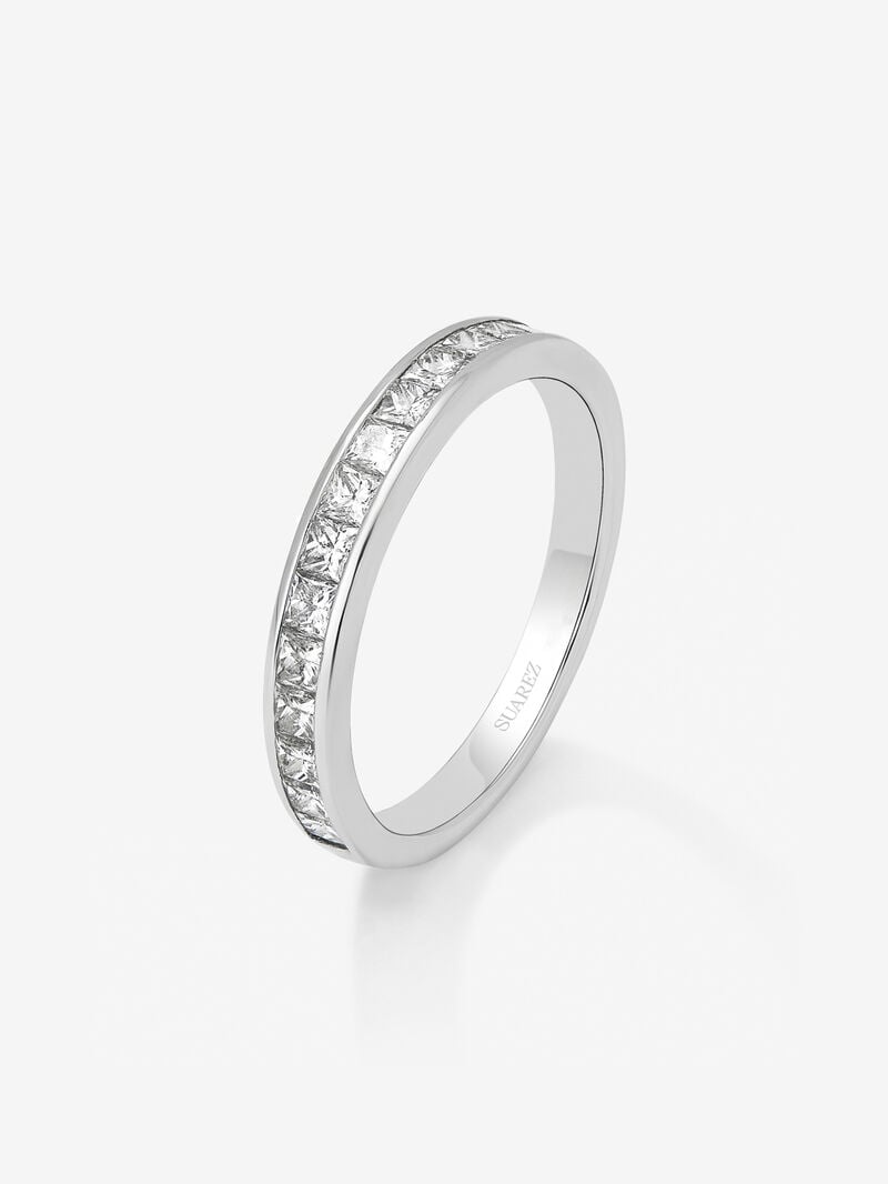 Half eternity engagement ring in 18K white gold with princess cut diamonds on a 0.70ct rail. image number 0