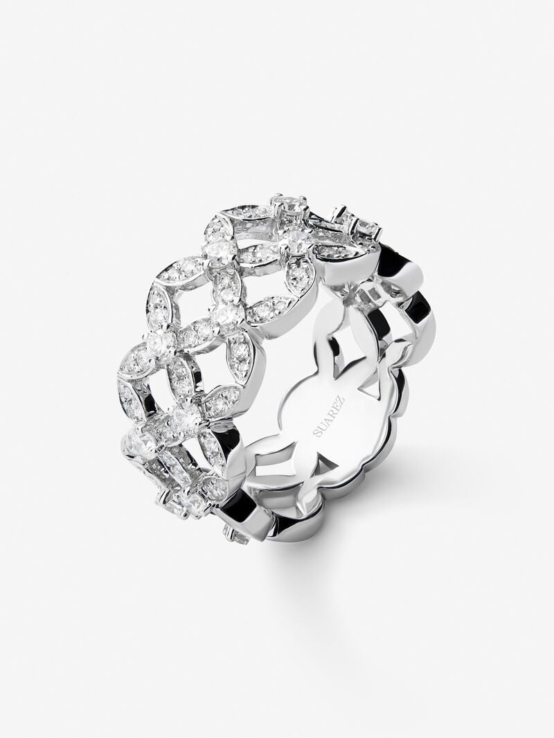 18K white gold ring with 97 brilliant-cut diamonds with a total of 1.14 cts image number 1