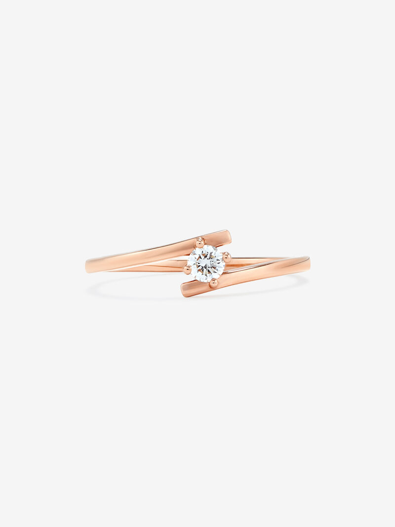 18K rose gold solitaire ring with 0.1 ct brilliant cut diamond image number 2