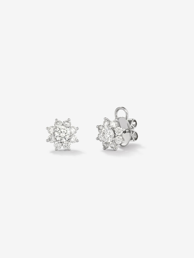 18K White Gold Flower with Lone Diamond and Diamond Orla image number 1