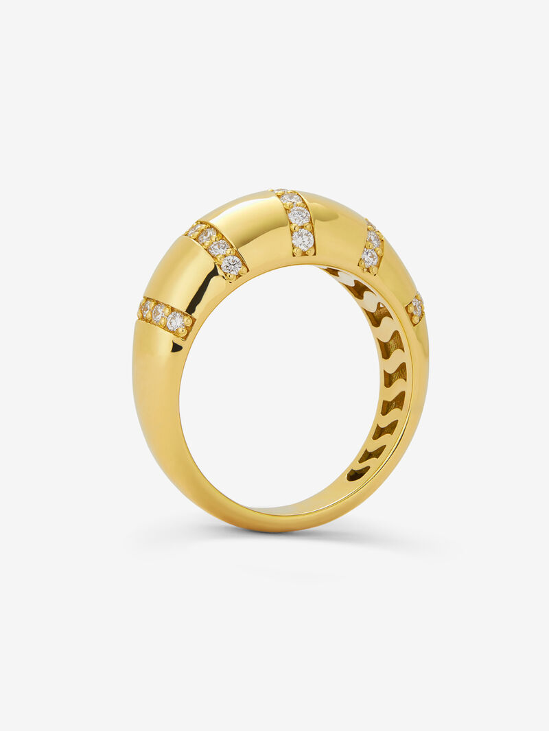 18K Yellow Gold Ring with Brilliant-Cut Pavé Diamonds image number 4