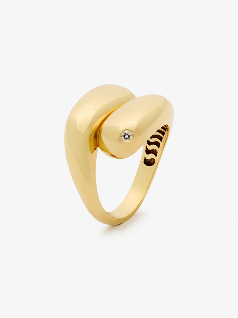 You and me ring in 18K yellow gold with 0.02 ct brilliant cut diamond image number 0