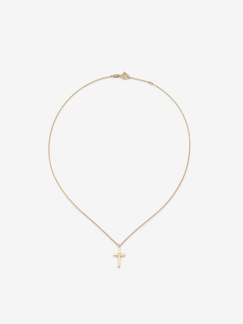 Pendant chain with medium cross in 18K yellow gold image number 0