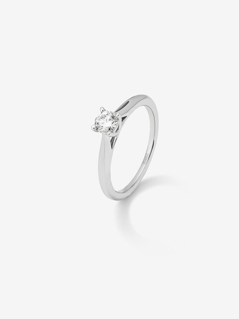 18K white gold solitaire ring with 0.15 ct brilliant cut diamond image number 0