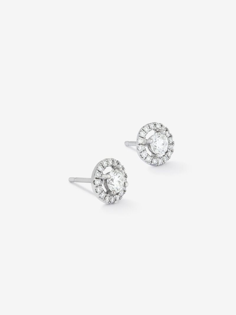 18K White Gold Earrings with solitary diamond and diamond urla image number 1