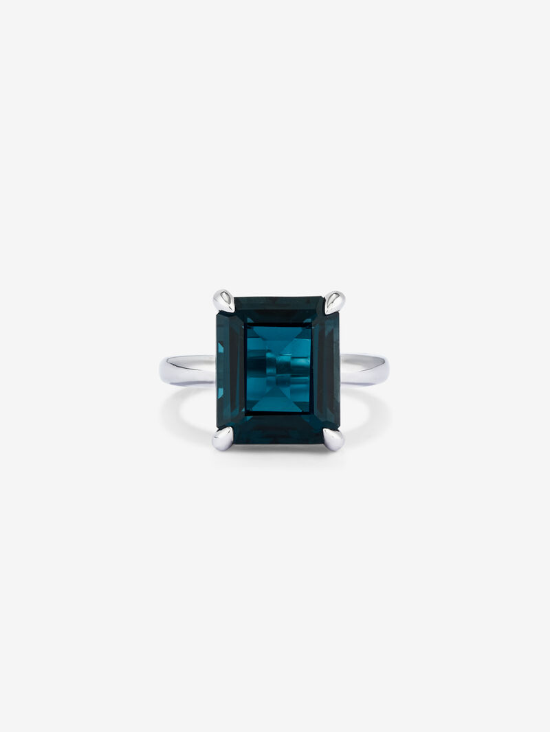 Silver ring with London blue topaz stone image number 2