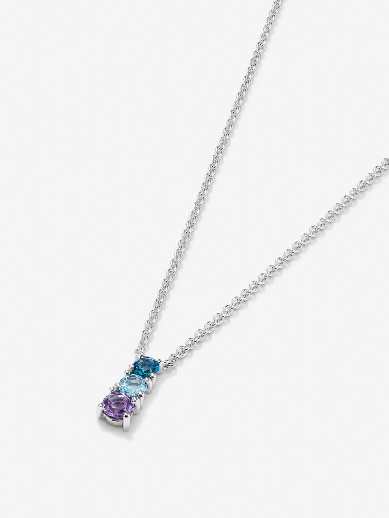 925 silver pendant with London blue, blue swiss blue and amethyst image number 3