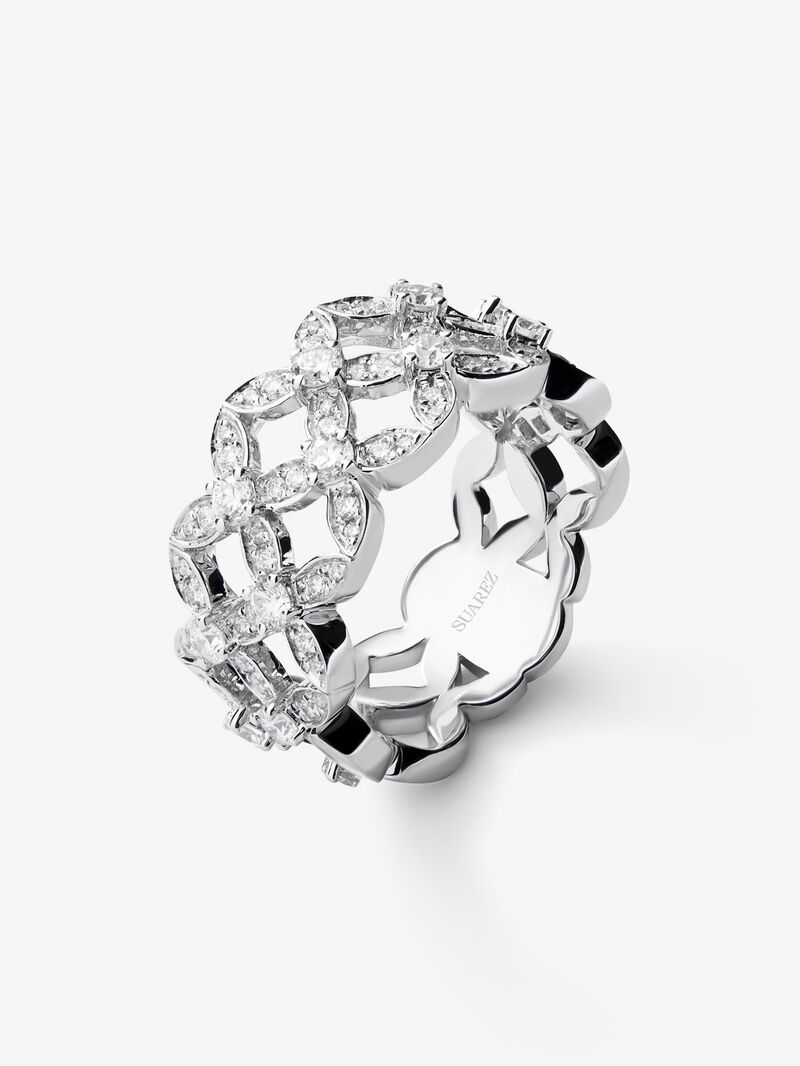 18K white gold ring with 97 brilliant-cut diamonds with a total of 1.14 cts image number 0