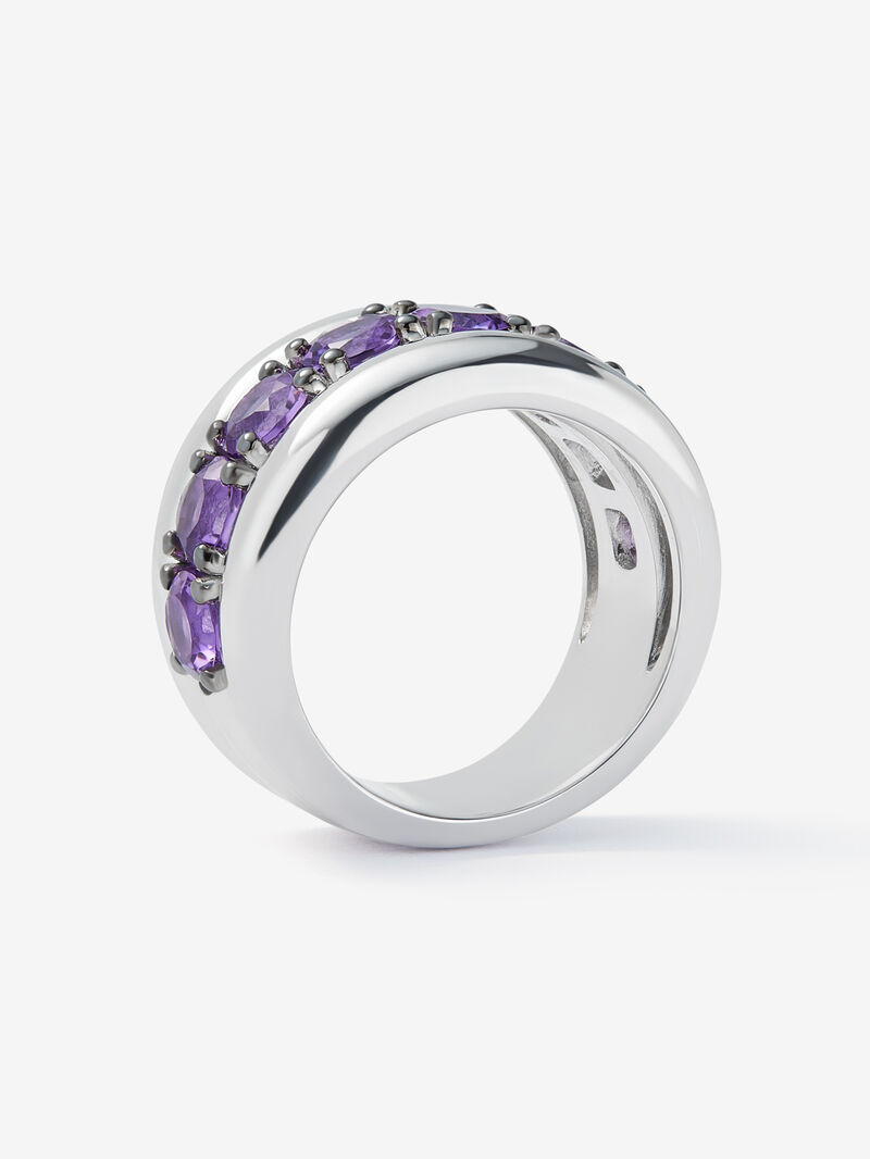 925 silver ring with paved brilliant-cut purple amethysts image number 4