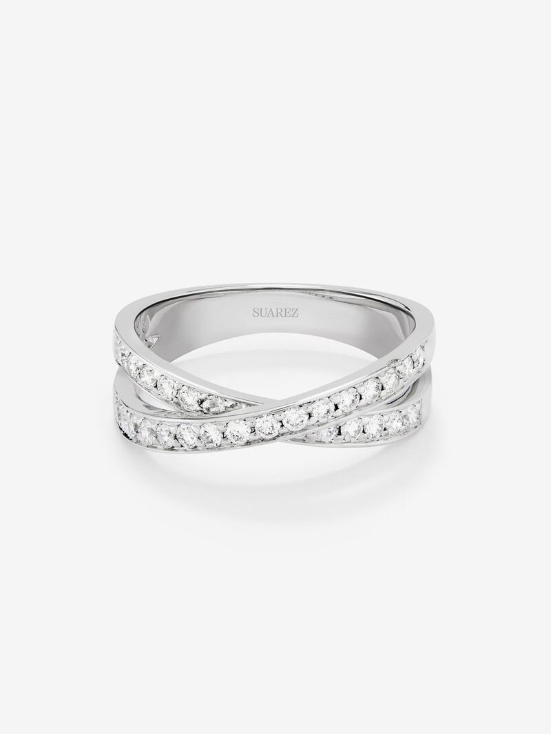 18K white gold cross ring with 30 brilliant-cut diamonds with a total of 0.48 cts image number 2