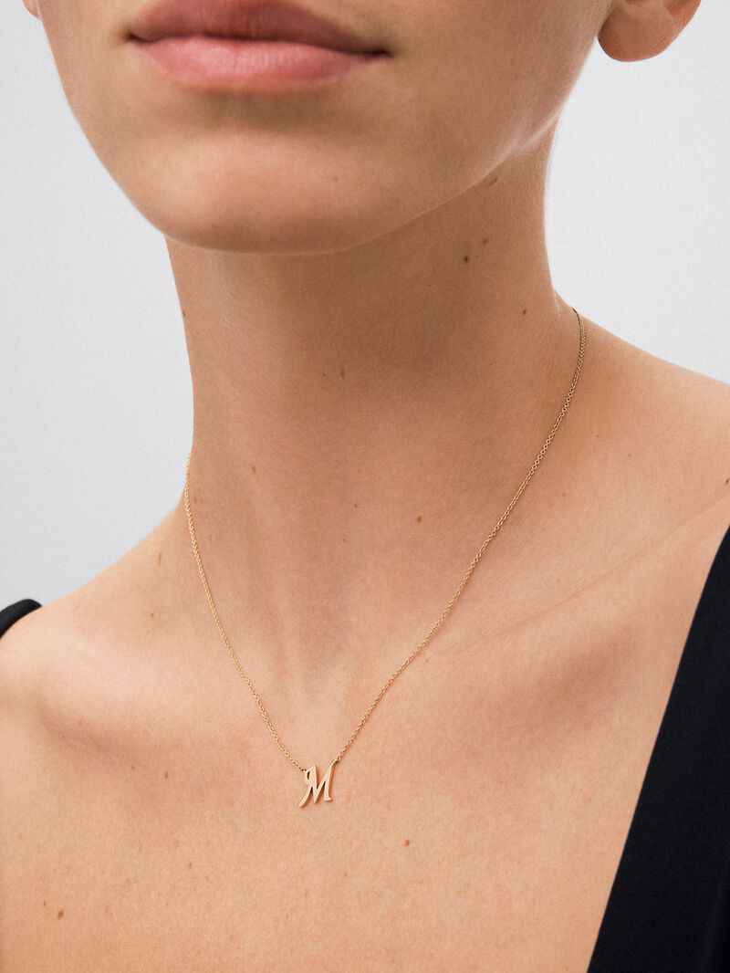18K rose gold pendant with letter M image number 1