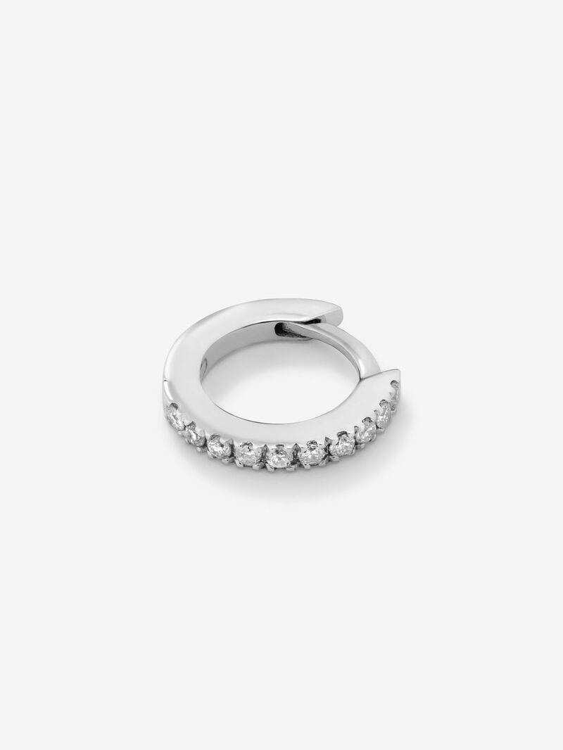 Individual 18K white gold hoop earring with diamonds image number 3