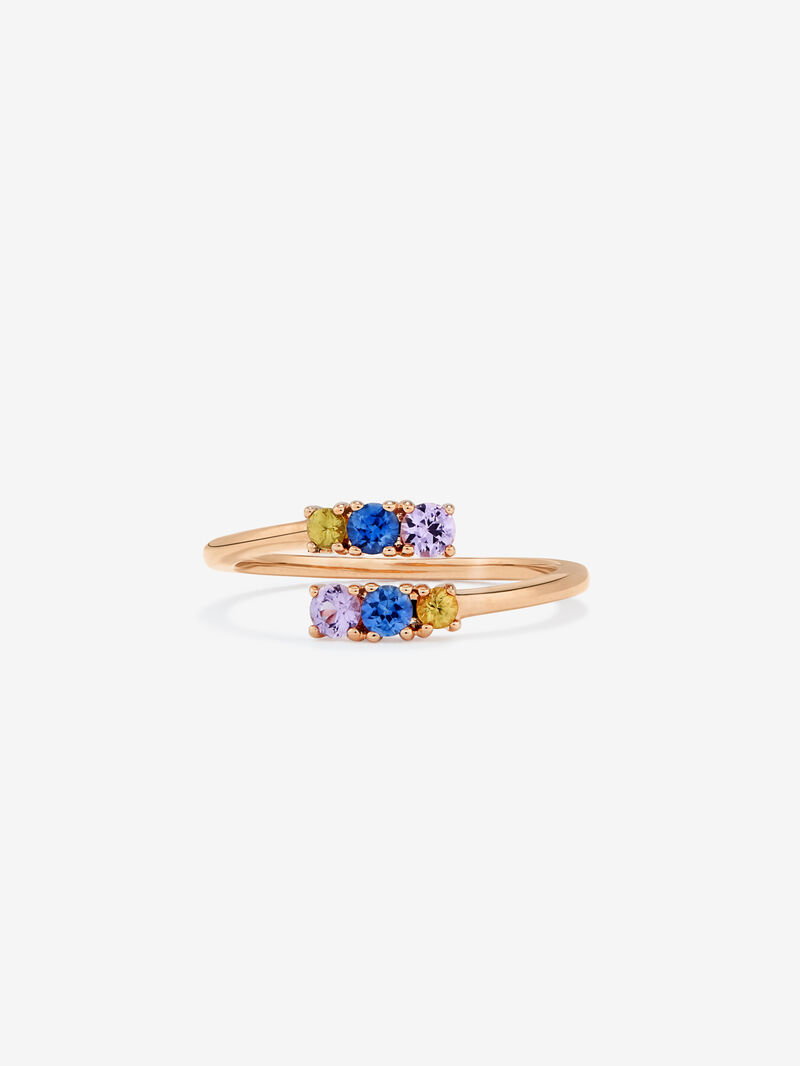 18K Rose Gold Open Ring with Multicolored Sapphire image number 2