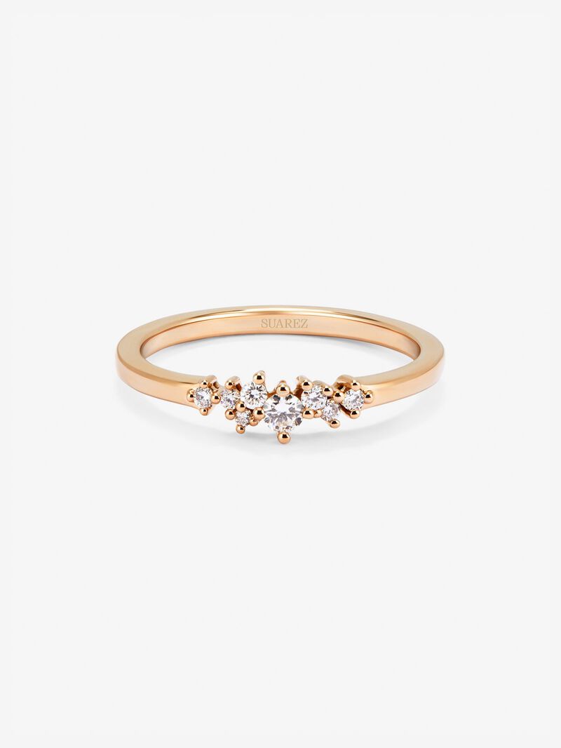 18K rose gold ring with 8 brilliant-cut diamonds with a total of 0.1 cts image number 2