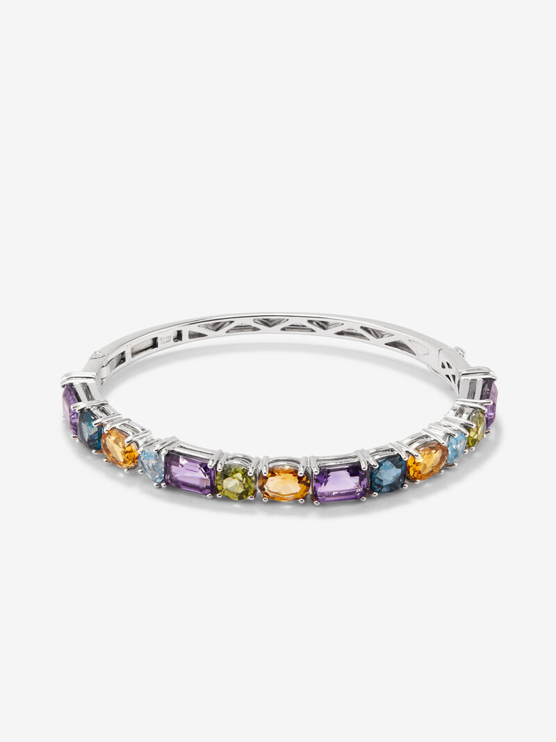 925 silver rigid bracelet with multicolored gems image number 0