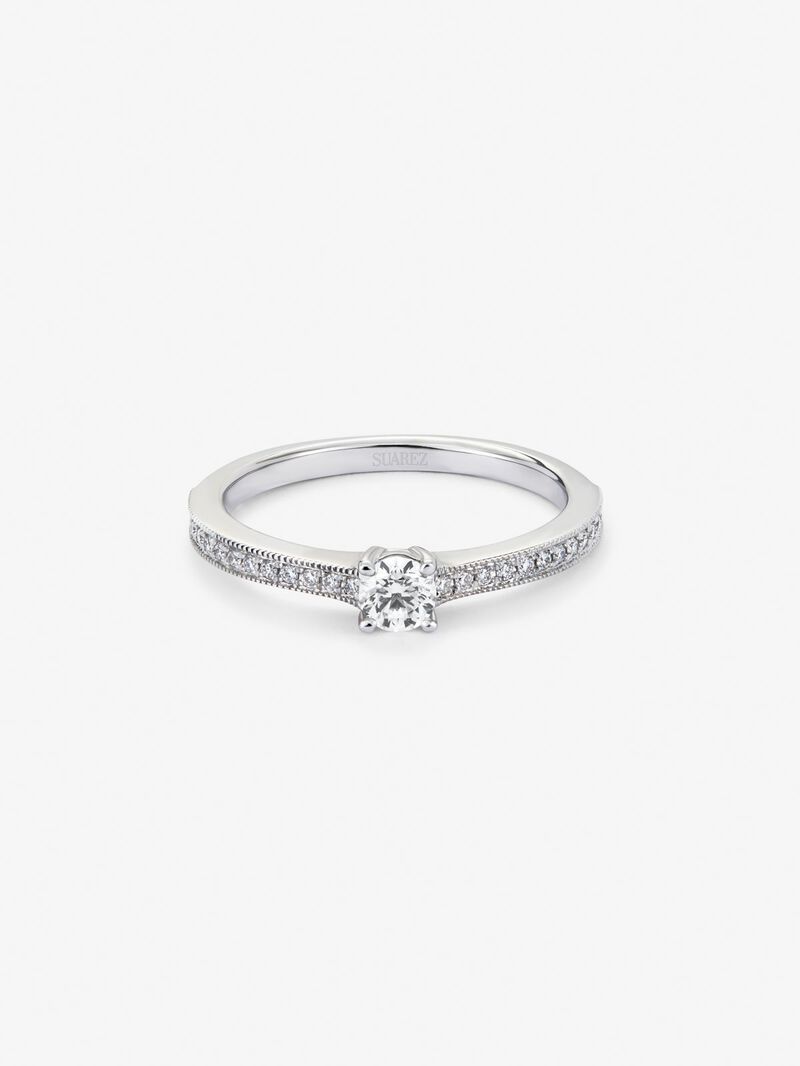 18K white gold solitaire ring with a central brilliant-cut diamond of 0.23 cts and an arm of 29 brilliant-cut diamonds with a total of 0.12 cts image number 2