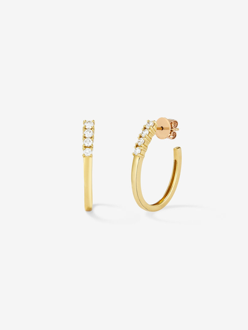 18k yellow gold hoop earrings with 0.5 cts diamonds. image number 0