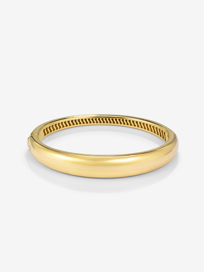 18K Yellow Gold Plain Rigid Bracelet with Diamond image number 0