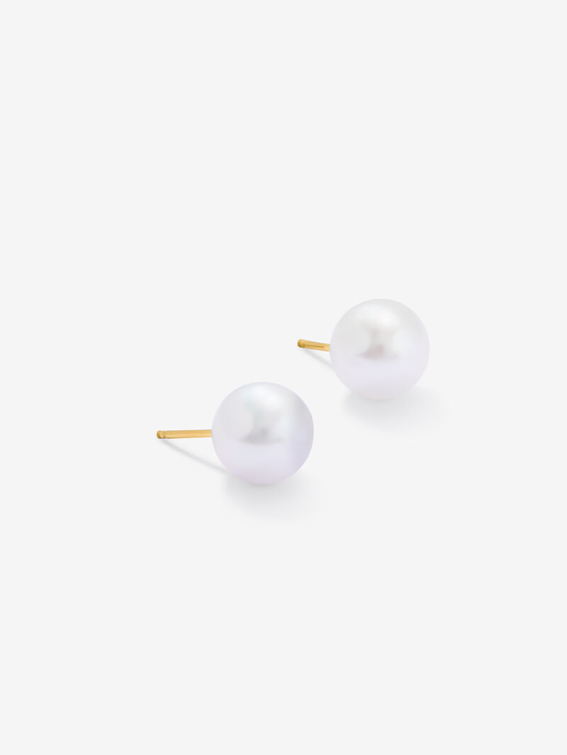 18k rose gold button earring with a 6.5 mm Akoya pearl. image number 2