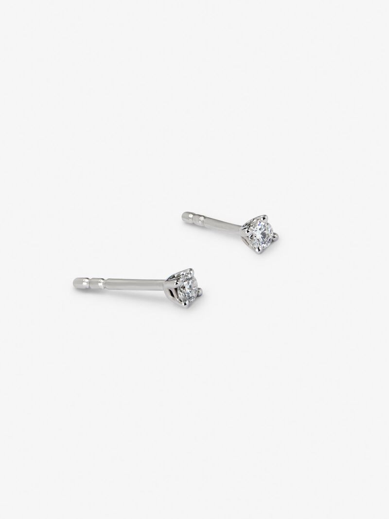 18K white gold solitaire earrings with 2 brilliant-cut diamonds with a total of 0.06 cts image number 2