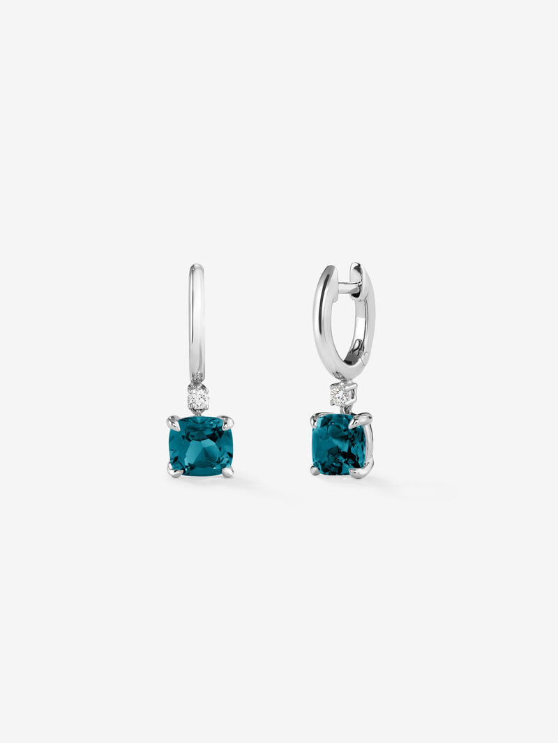925 Silver hoop earrings with hanging topaz image number 0