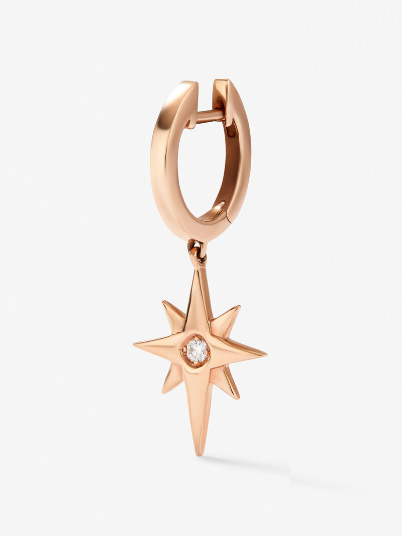 Individual 18K rose gold earring with 0.05 ct brilliant cut diamond image number 4