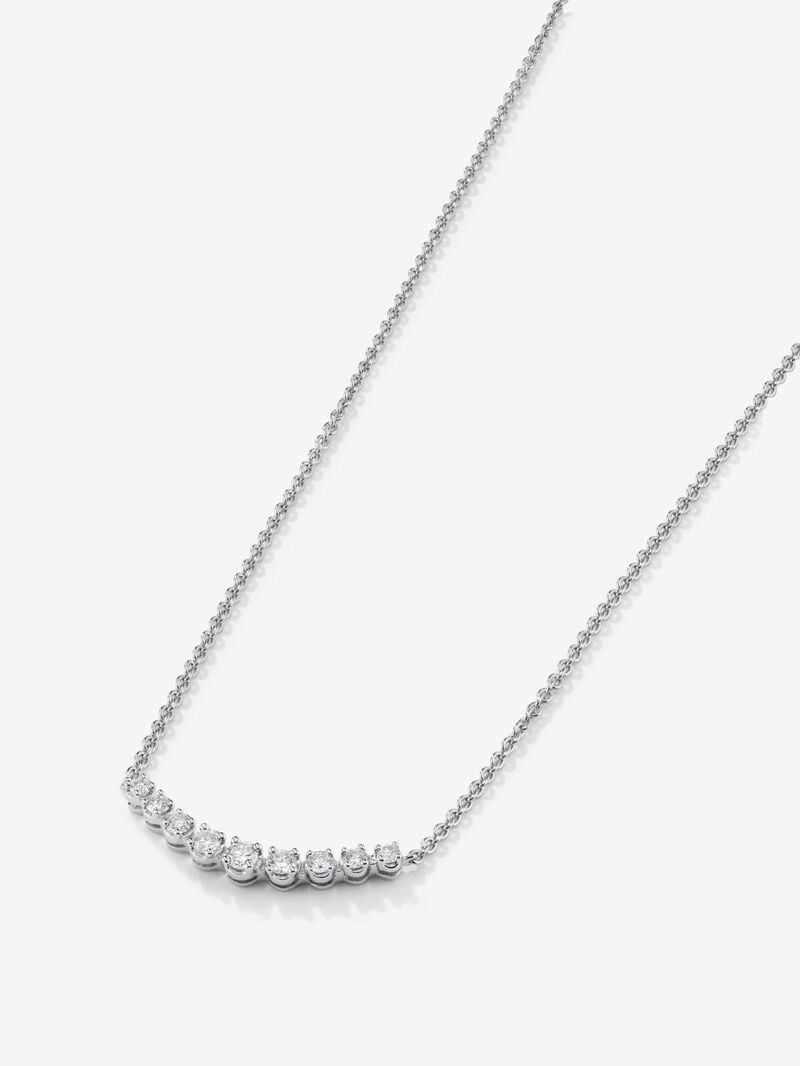 18K white gold necklace with 9 brilliant-cut diamonds with a total of 0.26 cts image number 4