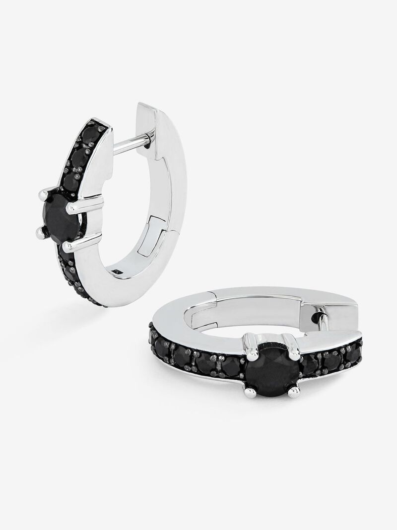 925 silver earrings with 18 brilliant-cut black spinels image number 2