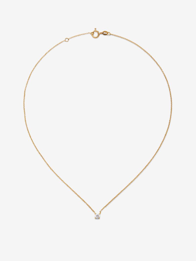 18K yellow gold necklace with 0.30 ct brilliant-cut central diamond image number 0