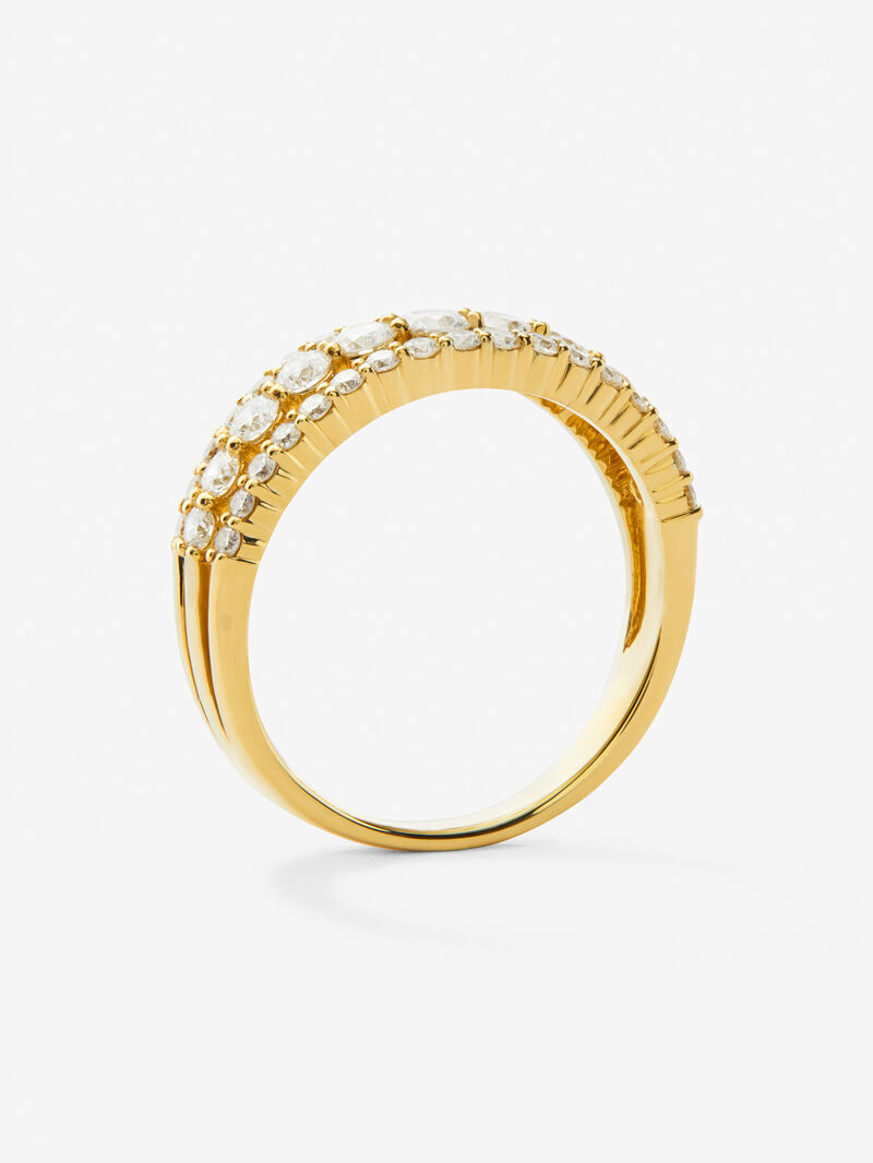 18K yellow gold triple ring with 45 brilliant-cut diamonds with a total of 0.93 cts image number 4