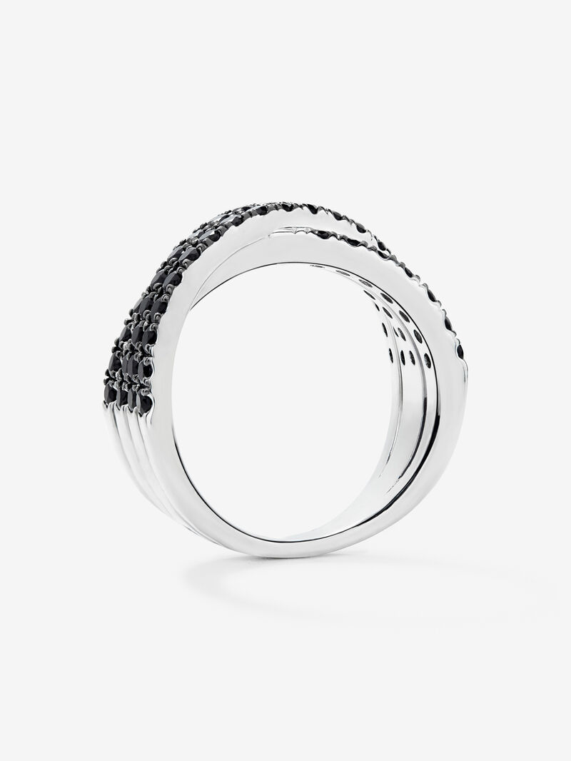 925 silver cross ring with brilliant-cut black spinels image number 2
