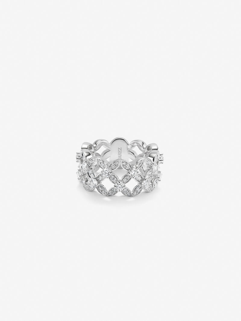 18K White Gold Ring with white diamonds in 1.14 cts image number 2