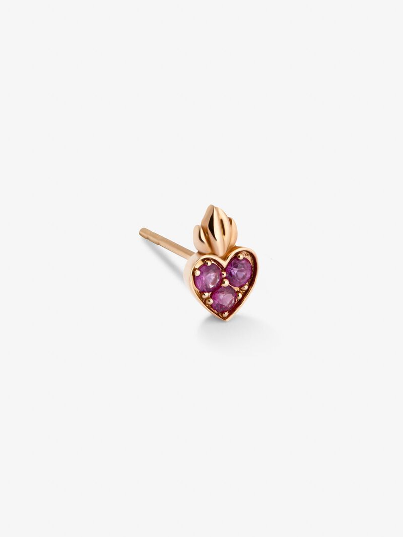 Individual 18kt rose gold heart pendant with 0.14cts pink sapphires. image number 4