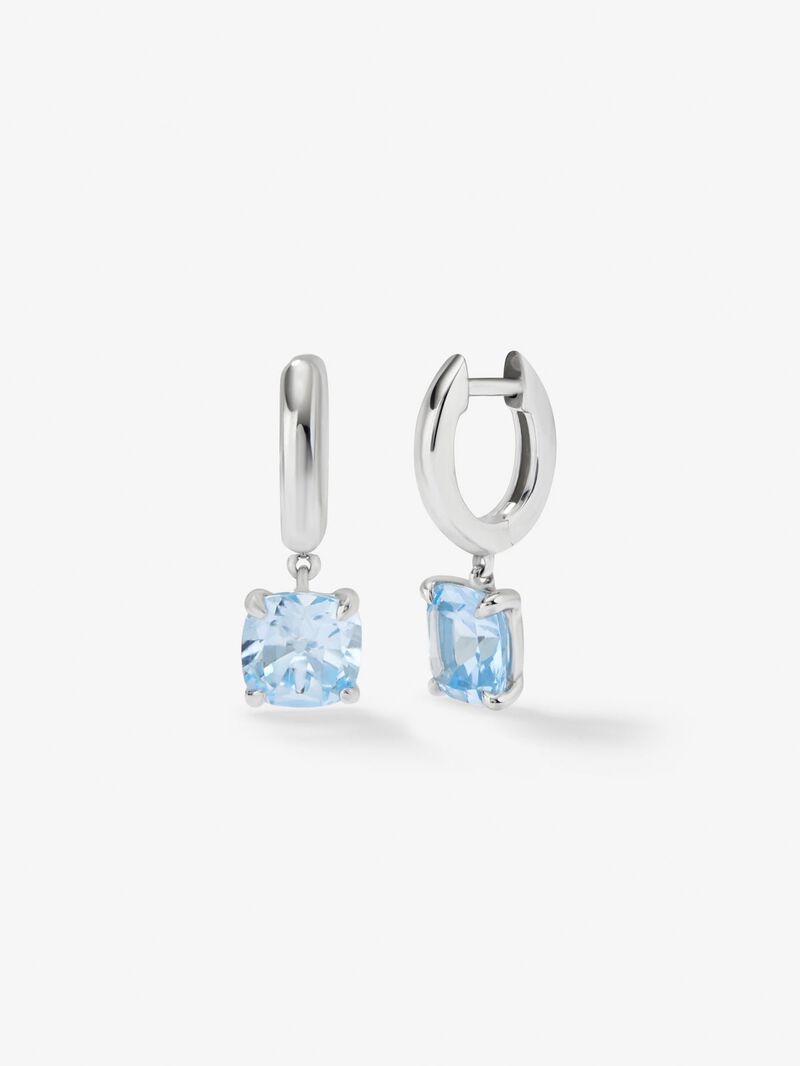 925 Silver Hoop Earrings with Hanging Topaz image number 0
