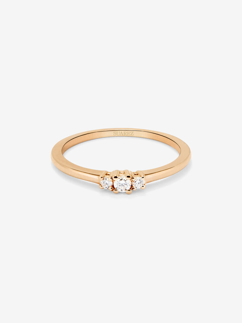 18K rose gold ring with 3 brilliant-cut diamonds with a total of 0.11 cts image number 2