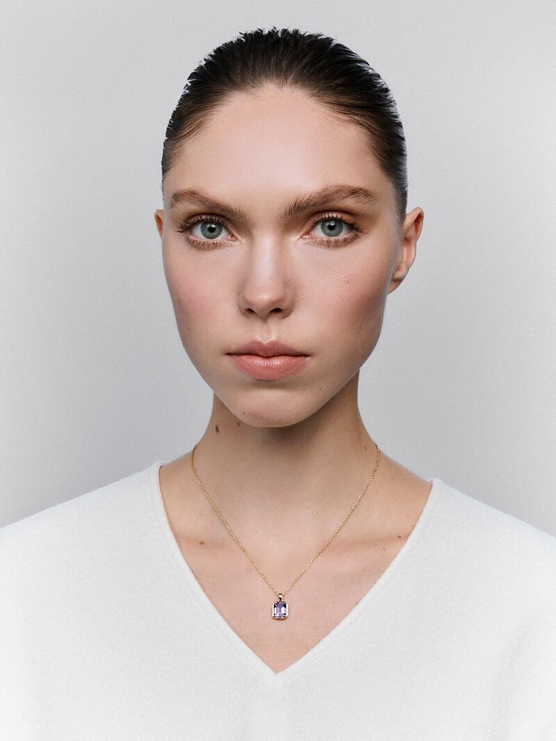 18K Yellow Gold Pendant Chain with Amethyst image number 2